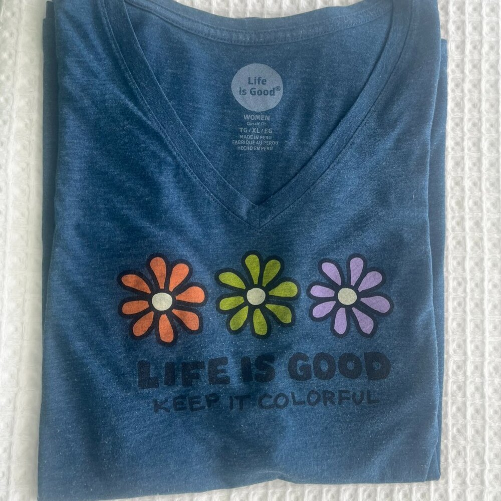 Women's Life Is Good T-Shirt XL - Picture 2 of 5